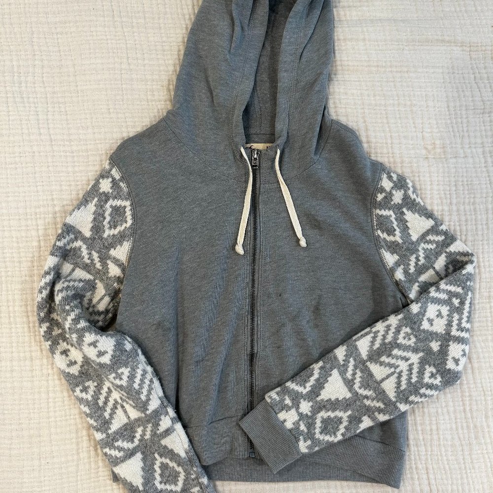 Hollister Crop Tribal Zip Up Hoodie
